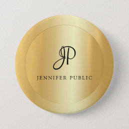 Your Name Text Template Elegant Faux Gold Modern Button