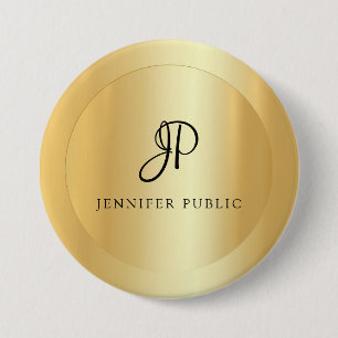 Your Name Text Template Elegant Faux Gold Modern Button