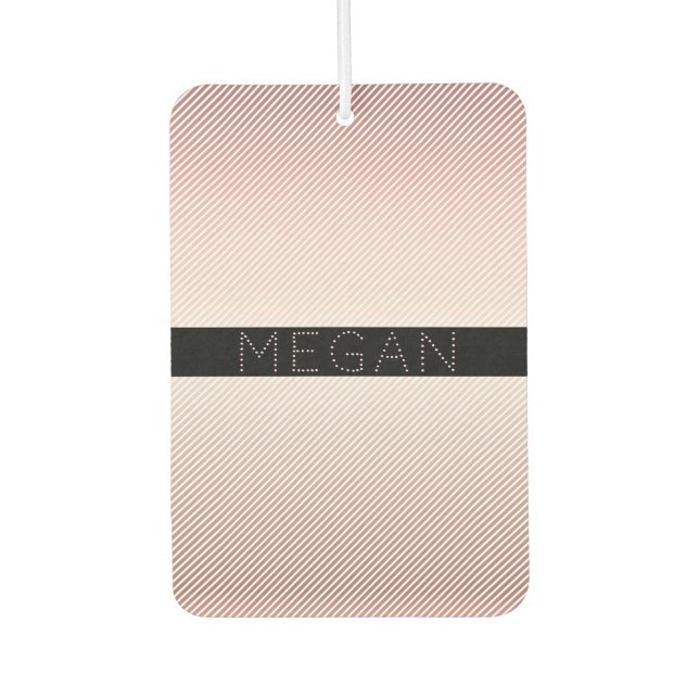 Your Name | Thin Rose Ombre & White Stripes Air Freshener (Front)