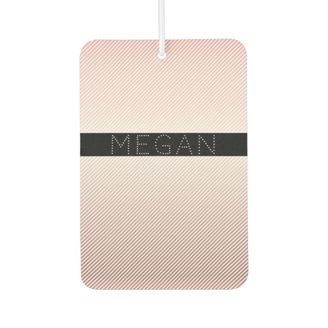 Your Name | Thin Rose Ombre & White Stripes Air Freshener (Front)
