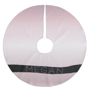 Your Name Thin Rose Ombre & White Stripes Brushed Polyester Tree Skirt