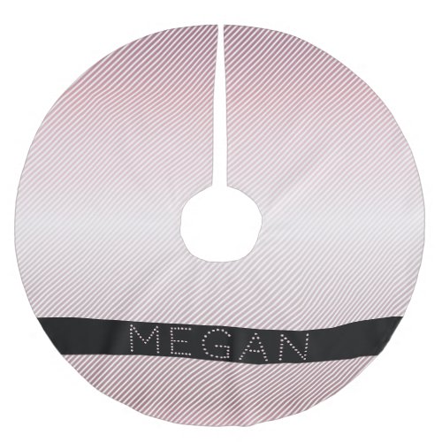 Your Name  Thin Rose Ombre  White Stripes Brushed Polyester Tree Skirt