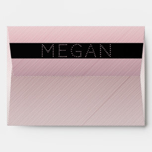 Your Name Thin Rose Ombre & White Stripes Envelope