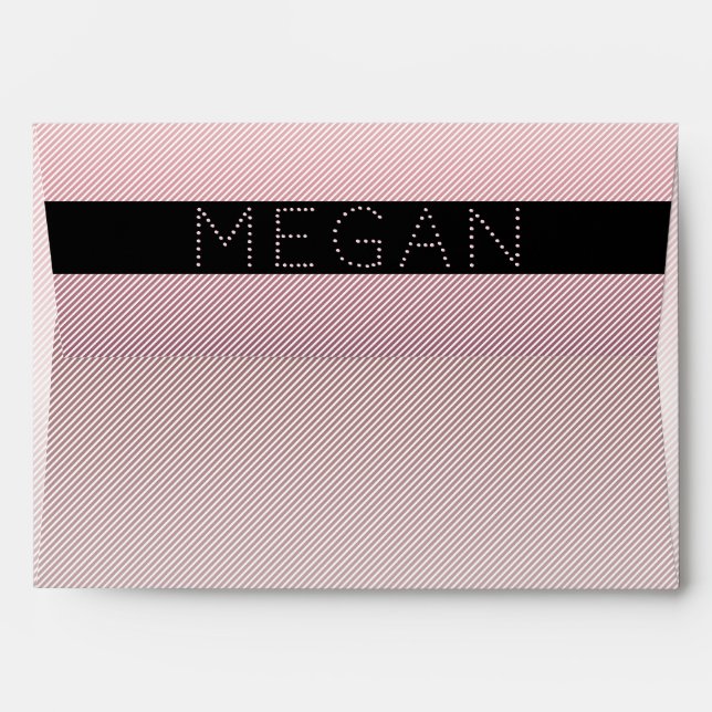 Your Name | Thin Rose Ombre & White Stripes Envelope (Back (Top Flap))
