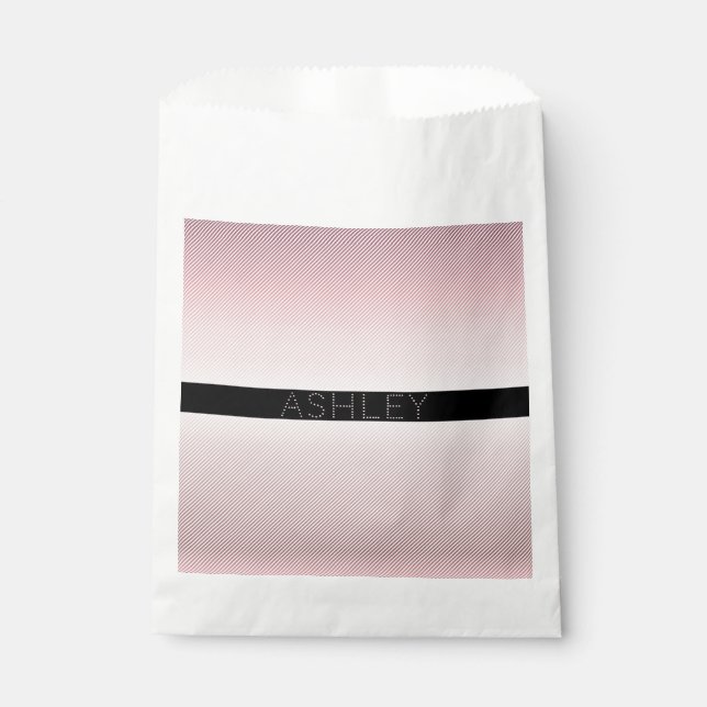 Your Name | Thin Rose Ombre & White Stripes Favor Bag (Front)