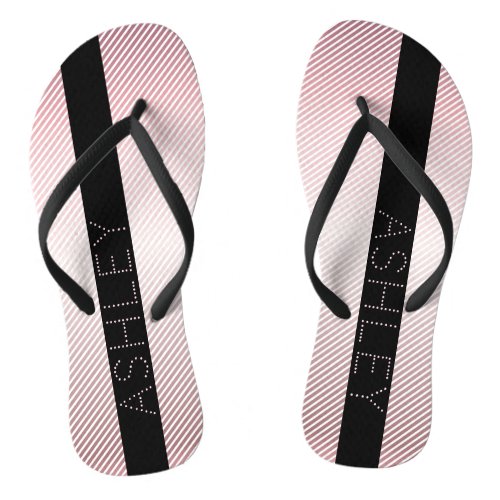 Your Name  Thin Rose Ombre  White Stripes Flip Flops