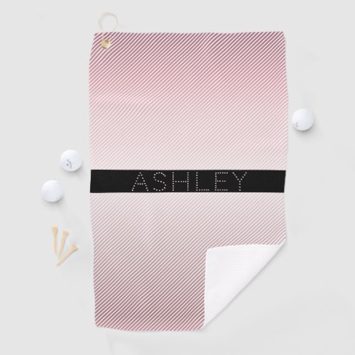 Your Name  Thin Rose Ombre  White Stripes Golf Towel