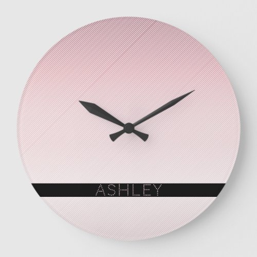 Your Name  Thin Rose Ombre  White Stripes Large Clock