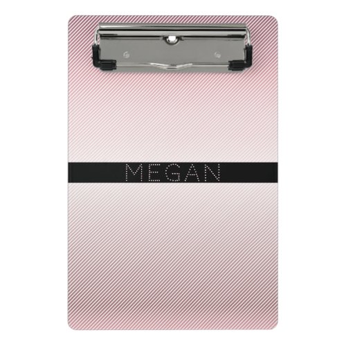 Your Name  Thin Rose Ombre  White Stripes Mini Clipboard