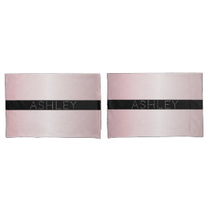 Your Name Thin Rose Ombre & White Stripes Pillow Case