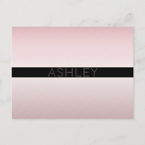 Your Name  Thin Rose Ombre  White Stripes Postcard