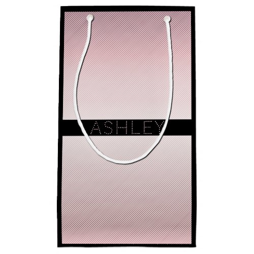 Your Name  Thin Rose Ombre  White Stripes Small Gift Bag