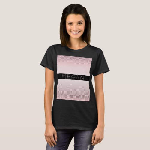 Your Name  Thin Rose Ombre  White Stripes T_Shirt