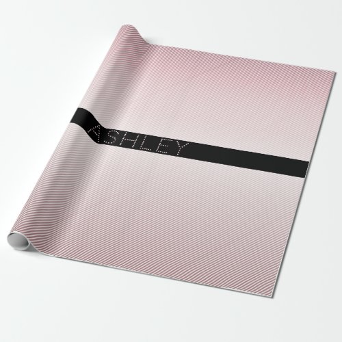 Your Name  Thin Rose Ombre  White Stripes Wrapping Paper