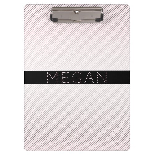 Your Name  Thin White  Sublte Rose Ombre Stripes Clipboard