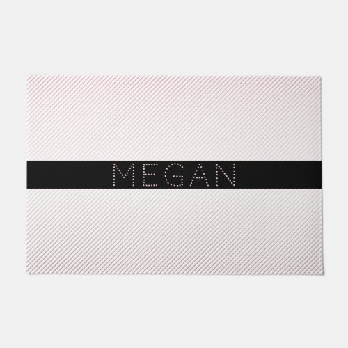 Your Name  Thin White  Sublte Rose Ombre Stripes Doormat