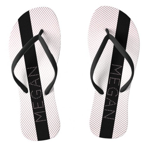 Your Name  Thin White  Sublte Rose Ombre Stripes Flip Flops