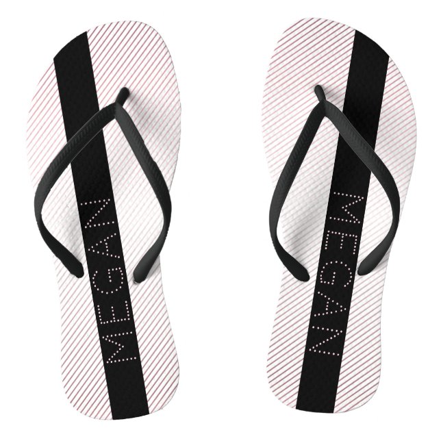Your Name | Thin White & Sublte Rose Ombre Stripes Flip Flops (Footbed)