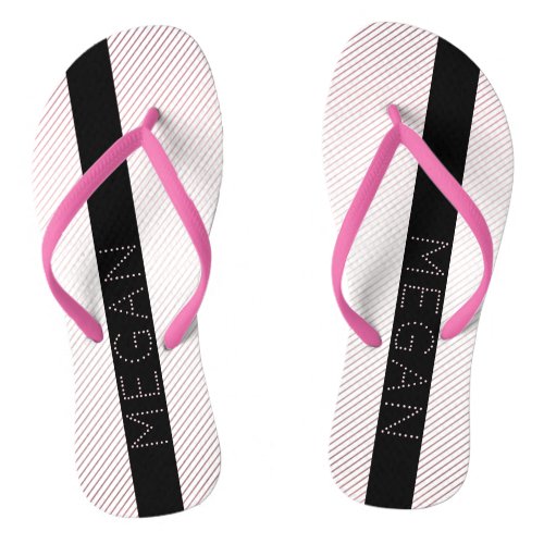 Your Name  Thin White  Sublte Rose Ombre Stripes Flip Flops