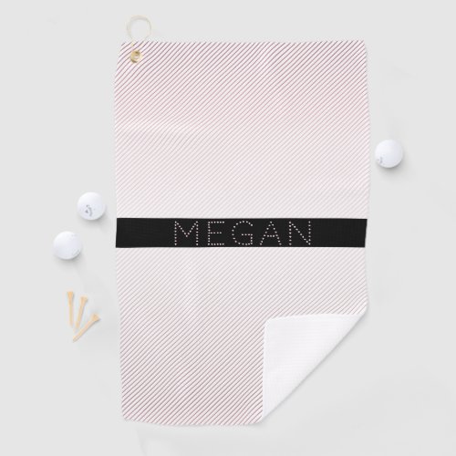 Your Name  Thin White  Sublte Rose Ombre Stripes Golf Towel