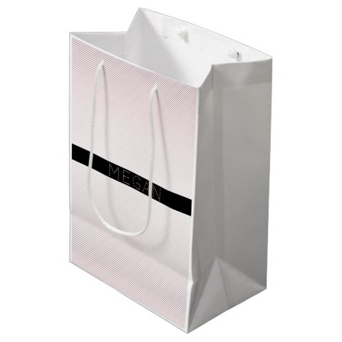 Your Name  Thin White  Sublte Rose Ombre Stripes Medium Gift Bag
