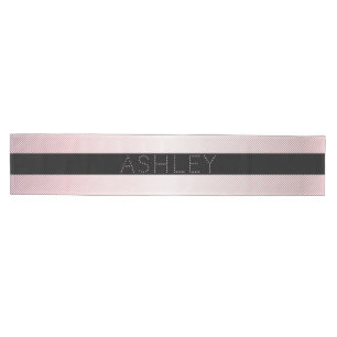 Your Name Thin White & Sublte Rose Ombre Stripes Medium Table Runner