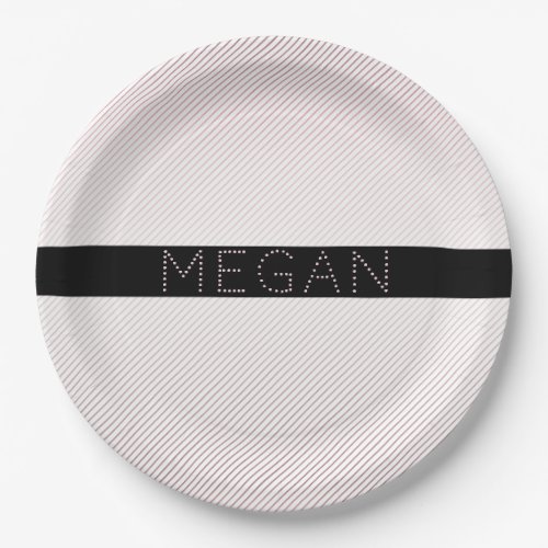 Your Name  Thin White  Sublte Rose Ombre Stripes Paper Plates