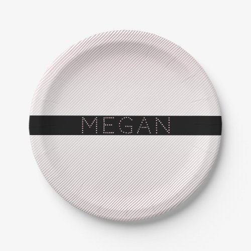 Your Name  Thin White  Sublte Rose Ombre Stripes Paper Plates