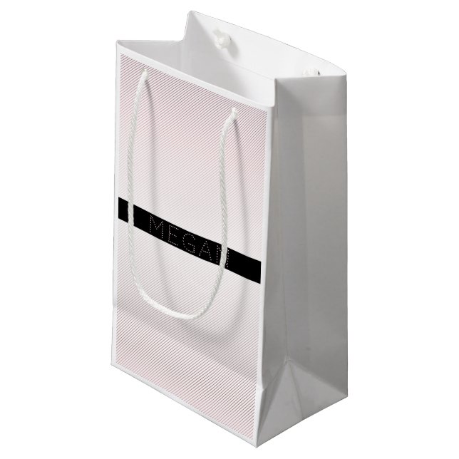 Your Name | Thin White & Sublte Rose Ombre Stripes Small Gift Bag (Front Angled)