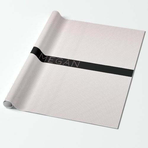 Your Name  Thin White  Sublte Rose Ombre Stripes Wrapping Paper