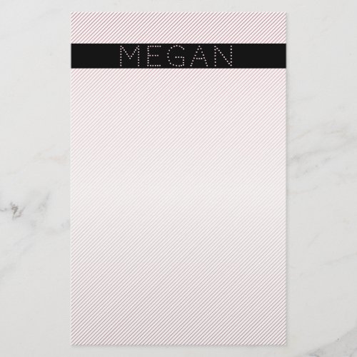 Your Name  Thin White  Subtle Rose Ombre Stripes Stationery
