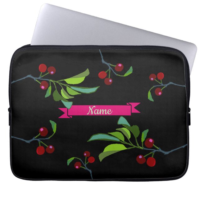 Your Name Three Cherries Limb Laptop Sleeve (Front)