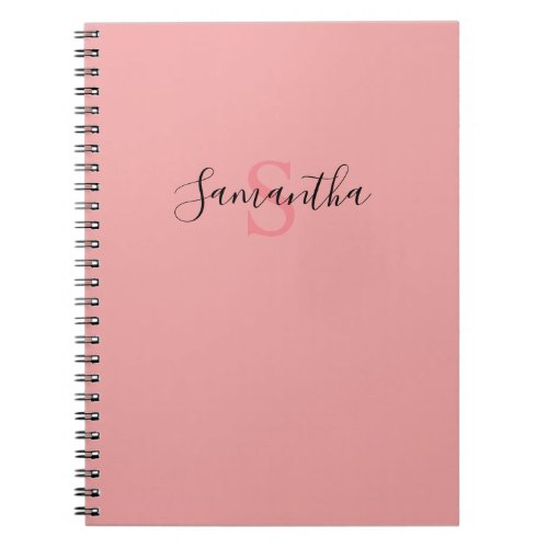 Your Name Typography Monogram _ Pink Notebook
