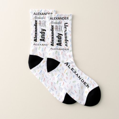 Your Name Typography Quote Alphabet Letter Pattern Socks