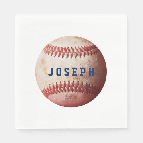 Your Name Vintage Sports Baseball Paper Napkins