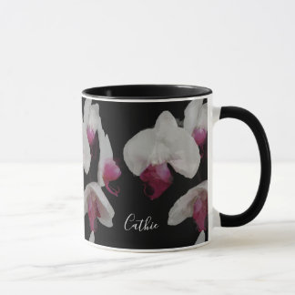 Your Name Watercolor Orchids Mug