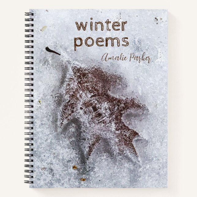 Your Name Winter Oak Leaf in Ice Notebook (Front)