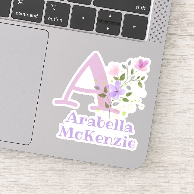 Your Name with Floral Design Sticker (Detail)