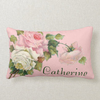 Your Name with Pretty Pink Roses Pillow Throw