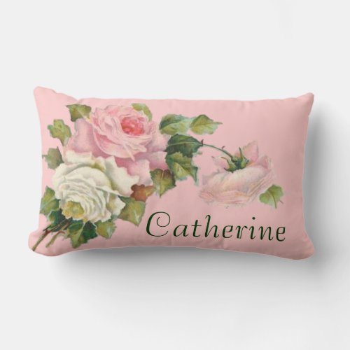 Your Name with Pretty Pink Roses Pillow Throw