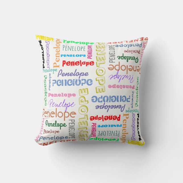 Your Name Word Cloud Fun Fonts Typography Throw Pillow (Front)