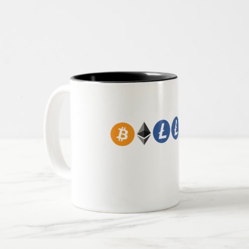 Your name written in popular cryptocurrency logos Two_Tone coffee mug