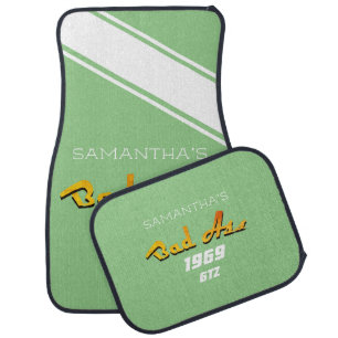 Your Name Year Model Bad A Racing Stripes Green Car Floor Mat