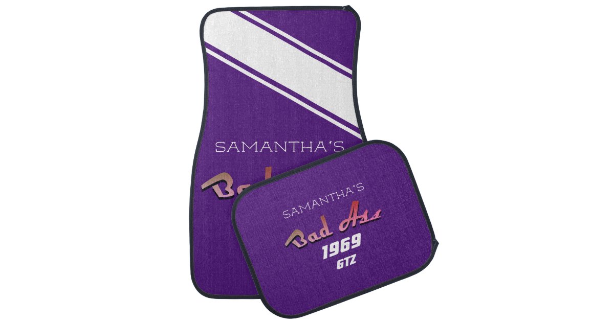 Your Name Year Model Bad A Racing Stripes Purple Car Floor Mat Zazzle Com