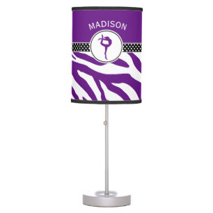 Your Name Zebra Print Gymnastics in Purple Table Lamp