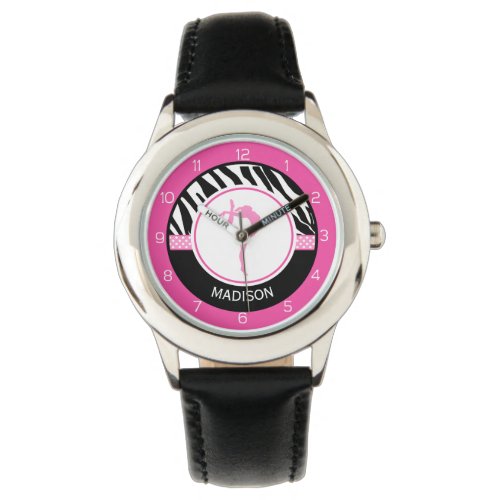 Your Name Zebra Print Gymnastics with Pink Details Watch