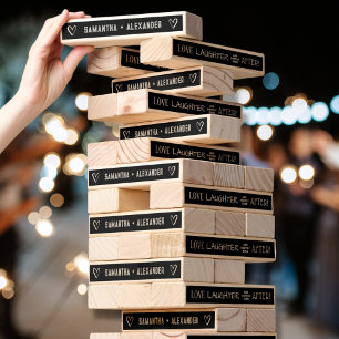 Your Names and Happily Ever After Wedding Topple Tower