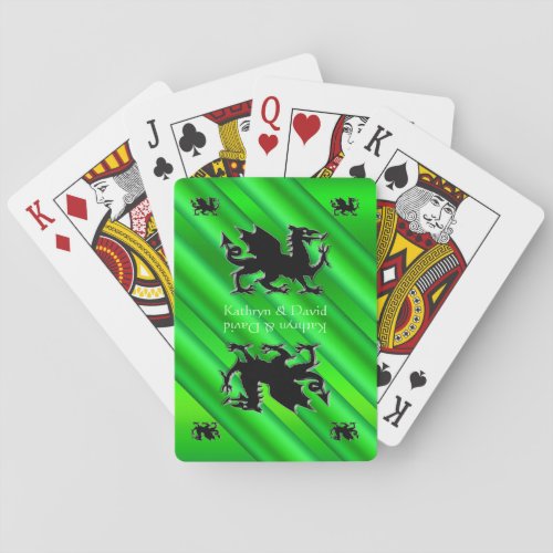 Your Names Black Dragons logo green metal_effect Poker Cards