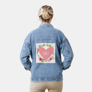 Your Names in a Flowery Heart Denim Jacket