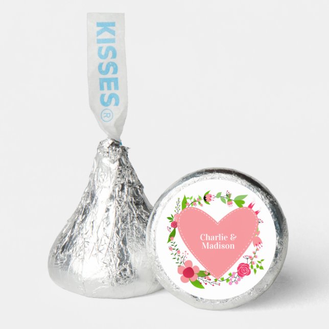 Your Names in a Flowery Heart Hershey®'s Kisses® (Front)